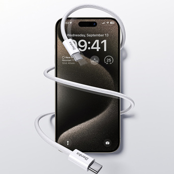 Benks Kabel D46 pleciony - Typ C na Lightning - PD 27W 3A 1 metr biały