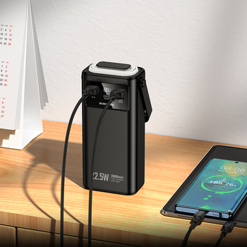 Borofone Power Bank 30000mAh BJ65 High - 2xUSB + Type C - QC 3.0 22,5W + PD 20W with USB, Type C, Lightning and micro USB black