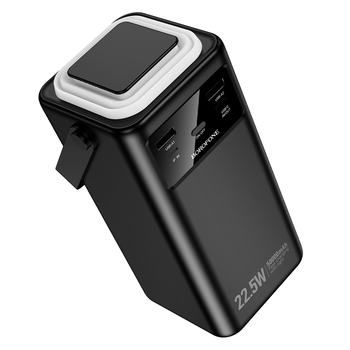 Borofone Power Bank 50000mAh BJ65A High - 2xUSB + Typ C - QC 3.0 22,5W + PD 20W z kablami USB, Typ C, Lightning i micro USB czarny