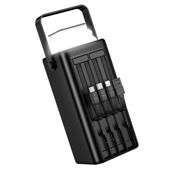 Borofone Power Bank 50000mAh BJ65A High - 2xUSB + Typ C - QC 3.0 22,5W + PD 20W z kablami USB, Typ C, Lightning i micro USB czarny