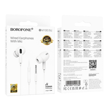 Borofone Słuchawki BM100 Pro Fuente z mikrofonem białe