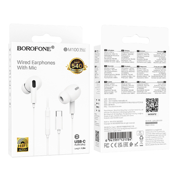 Borofone Słuchawki BM100 Pro Fuente z mikrofonem Typ C (DAC) białe