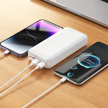Borofone Power Bank 20000mAh BJ80A Clever - 2xUSB + Typ C - QC 3.0 22,5W + PD 20W biały