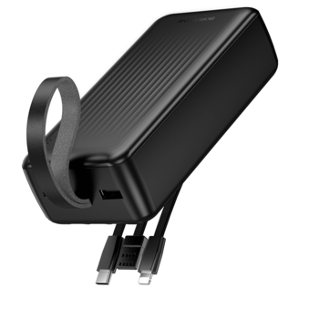 Borofone Power Bank 30000mAh BJ79B Clever - USB - z kablami Typ C i Lightning czarny