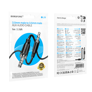 Borofone Kabel AUX BL26 Standard - jack 3,5mm na jack 3,5mm - 1 metr czarny