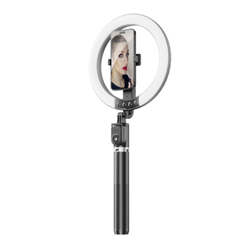 Blavec Lampa pierścieniowa Selfie Aura LED Ring P-55 25cm tripod + pilot + 2,3 metra (RLP55-TRB23) czarny