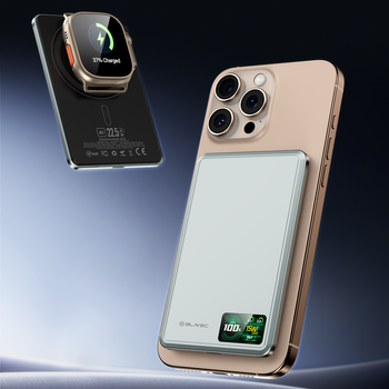 Blavec Power Bank 10000mAh BJ-03 Slim 13,5mm - Typ C - 22,5W magnetyczny indukcyjny Magsafe 3 w 1 (PBBJ03-MC10G) szary aluminium