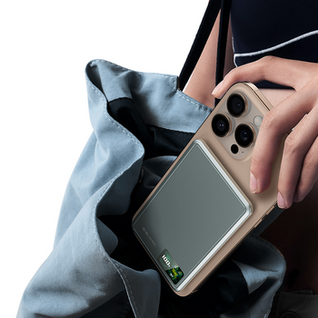 Blavec Power Bank 10000mAh BJ-03 Slim 13,5mm - Typ C - 22,5W magnetyczny indukcyjny Magsafe 3 w 1 (PBBJ03-MC10G) szary aluminium