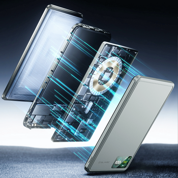 Blavec Power Bank 10000mAh BJ-03 Slim 13,5mm - Typ C - 22,5W magnetyczny indukcyjny Magsafe 3 w 1 (PBBJ03-MC10G) szary aluminium