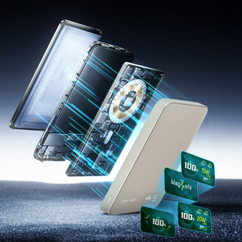 Blavec Power Bank 10000mAh BJ-04 Slim 13,5mm - Typ C - 22,5W magnetyczny indukcyjny Magsafe 3 w 1 (PBBJ04-MC10GD) złoty szklany