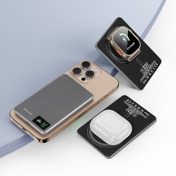 Blavec Power Bank 5000mAh BJ-03 Ultra Slim 7,8mm - Typ C - 22,5W magnetyczny indukcyjny Magsafe 3 w 1 (PBBJ03-MC5G) szary aluminium