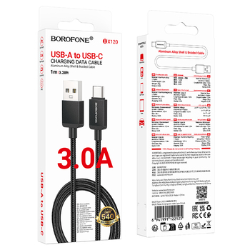 Borofone Cable BX120 Placer - USB to Type C - 3A 1 metre black