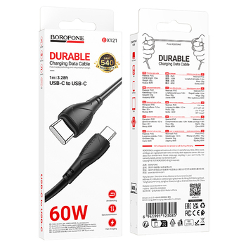 Borofone Kabel BX121 Energy - Typ C na Typ C - PD 60W 1 metr czarny