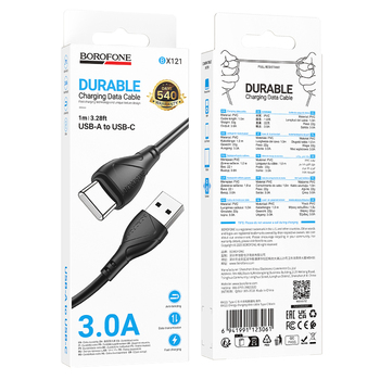 Borofone Kabel BX121 Energy - USB na Typ C - 3A 1 metr czarny
