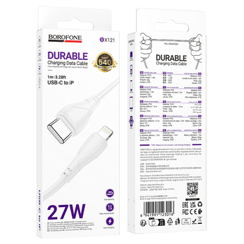 Borofone Kabel BX121 Energy - Typ C na Lightning - PD 27W 1 metr biały