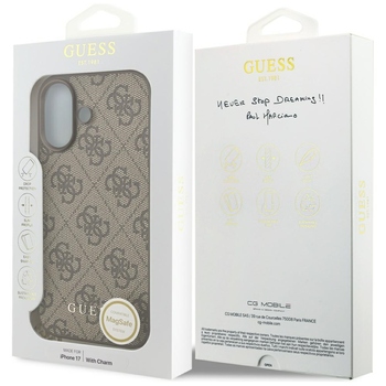 Original Case GUESS 4G Charms Collection MagSafe for Iphone 17 brown