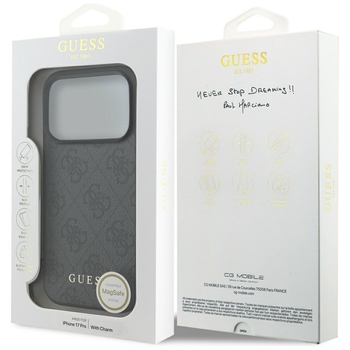 Original Case GUESS 4G Charms Collection MagSafe for Iphone 17 Pro black