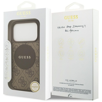 Original Case GUESS 4G Circle Classic Logo MagSafe for Iphone 17 Pro brown