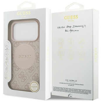 Original Case GUESS 4G Circle Classic Logo MagSafe for Iphone 17 Pro pink