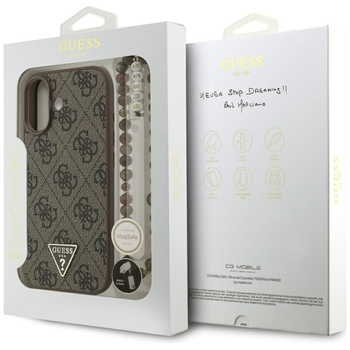 Original Case GUESS 4G Strap Triangle Logo MagSafe for Iphone 17 brown