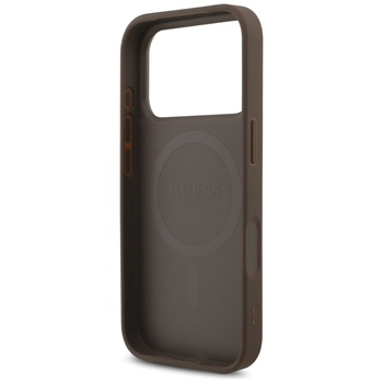 Original Case GUESS 4G Strap Triangle Logo MagSafe for Iphone 17 Pro brown