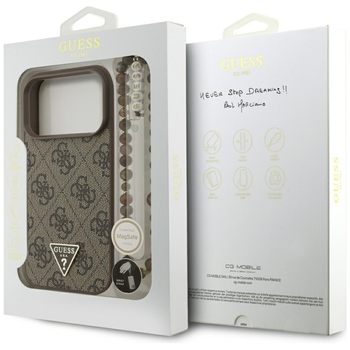 Original Case GUESS 4G Strap Triangle Logo MagSafe for Iphone 17 Pro brown