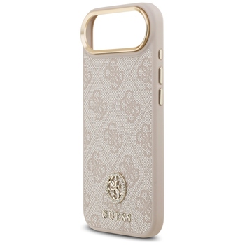 Original Case GUESS 4G Strass Logo & Big Strap Metal Buttons MagSafe for Iphone 17 Air pink