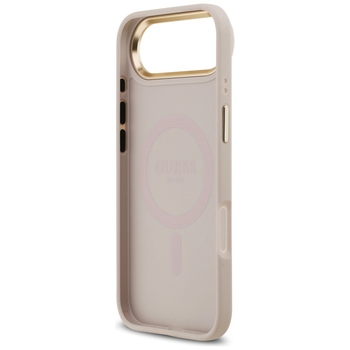 Original Case GUESS 4G Strass Logo & Big Strap Metal Buttons MagSafe for Iphone 17 Air pink