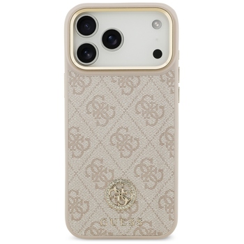 Original Case GUESS 4G Strass Logo & Big Strap Metal Buttons MagSafe for Iphone 17 Pro Max pink