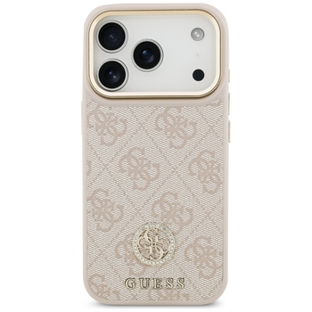 Original Case GUESS 4G Strass Logo & Big Strap Metal Buttons MagSafe for Iphone 17 Pro pink