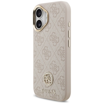 Original Case GUESS 4G Strass Logo & Big Strap Metal Buttons MagSafe for Iphone 17 pink