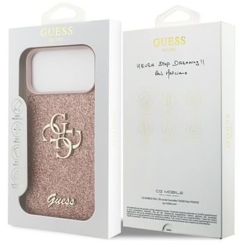 Original Case GUESS Fixed Glitter Big 4G for Iphone 17 Pro Max pink