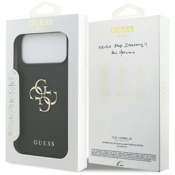 Original Case GUESS Grained Big 4G & Classic Logo for Iphone 17 Pro Max black