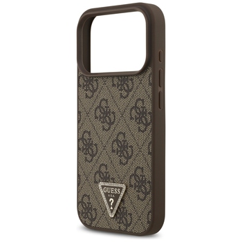 Original Case GUESS Leather 4G Triangle Strass MagSafe for Iphone 17 Pro brown