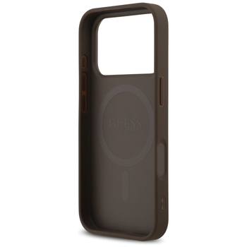 Original Case GUESS Leather 4G Triangle Strass MagSafe for Iphone 17 Pro brown