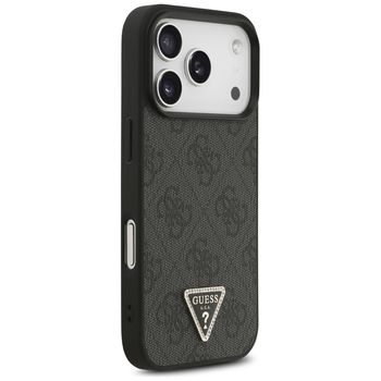 Original Case GUESS Leather 4G Triangle Strass MagSafe for Iphone 17 Pro black