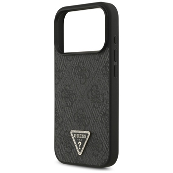 Original Case GUESS Leather 4G Triangle Strass MagSafe for Iphone 17 Pro black