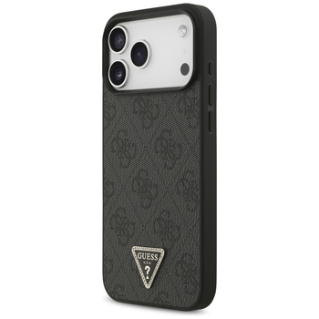 Original Case GUESS Leather 4G Triangle Strass MagSafe for Iphone 17 Pro Max black