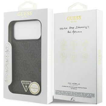 Original Case GUESS Leather 4G Triangle Strass MagSafe for Iphone 17 Pro Max black