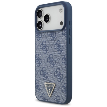 Original Case GUESS Leather 4G Triangle Strass MagSafe for Iphone 17 Pro Max blue