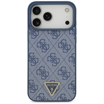 Original Case GUESS Leather 4G Triangle Strass MagSafe for Iphone 17 Pro Max blue