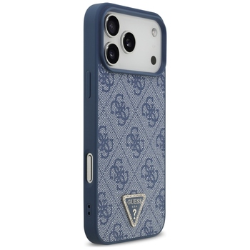 Original Case GUESS Leather 4G Triangle Strass MagSafe for Iphone 17 Pro Max blue
