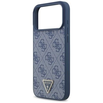 Original Case GUESS Leather 4G Triangle Strass MagSafe for Iphone 17 Pro Max blue