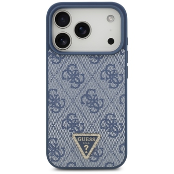 Original Case GUESS Leather 4G Triangle Strass MagSafe for Iphone 17 Pro blue