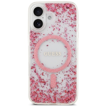 Original Case GUESS Resin Bottom Glitter MagSafe for Iphone 17 pink