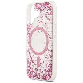 Original Case GUESS Resin Bottom Glitter MagSafe for Iphone 17 pink