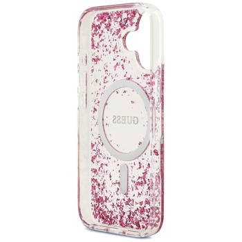 Original Case GUESS Resin Bottom Glitter MagSafe for Iphone 17 pink