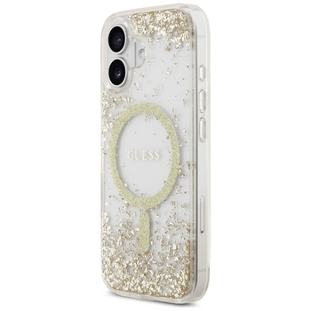 Original Case GUESS Resin Bottom Glitter MagSafe for Iphone 17 gold