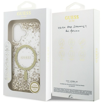 Original Case GUESS Resin Bottom Glitter MagSafe for Iphone 17 gold