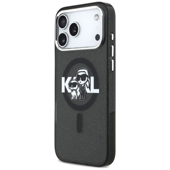 Original Pouch KARL LAGERFELD IML Glitter Karl & Choupette Sketch Logo Magsafe for Iphone 17 Pro Max black